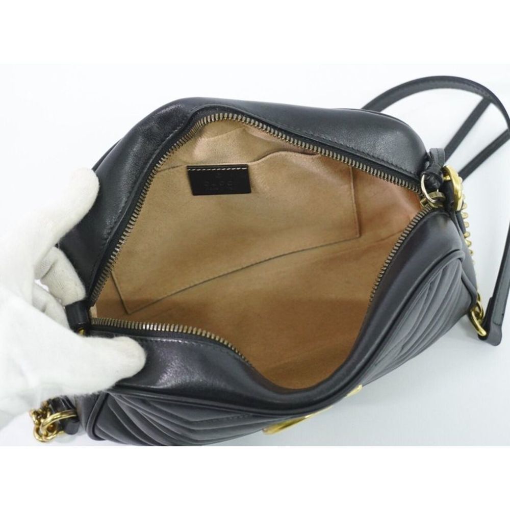 Gucci Gg Marmont Black Leather Shoulder Bag (Pre-Owned) - Picture 5 of 12